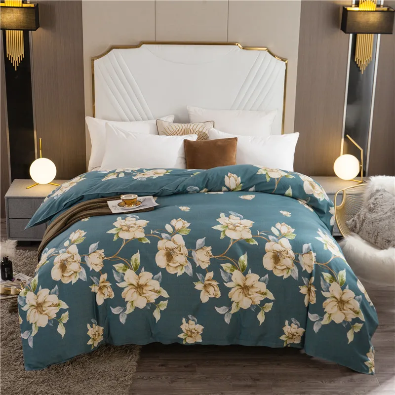 

Brushed Cotton Bedding set Heavyweigh Thick Warm Duvet cover with Zipper Ties Printed Bed sheet set Pillowcases Twin Queen King