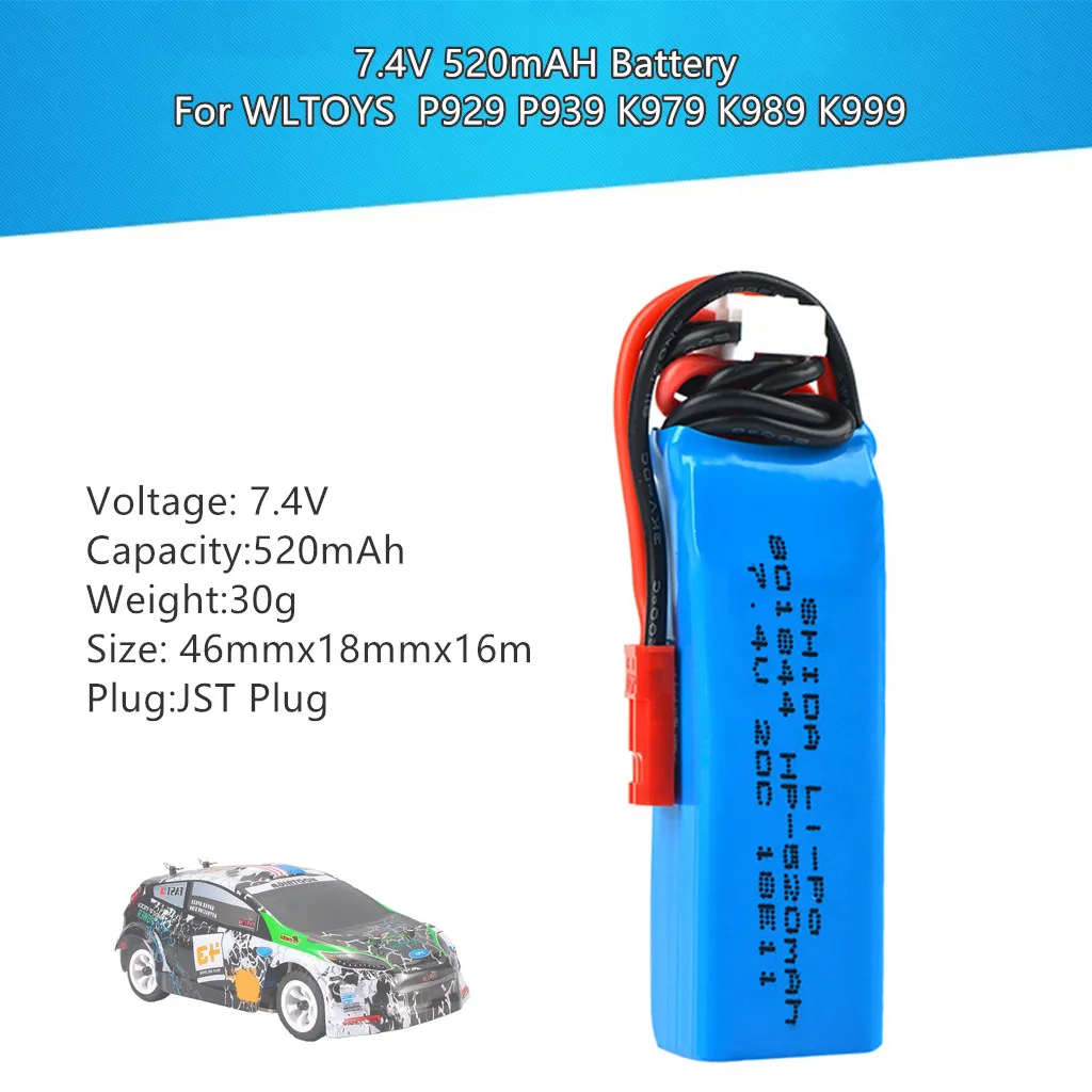 

Для WLTOYS P929 P939 K979 K989 K999 1/28 RC автомобильная аккумуляторная батарея перезаряжаемая обновленная 7,4 В 520 мАч сменная батарея аксессуары