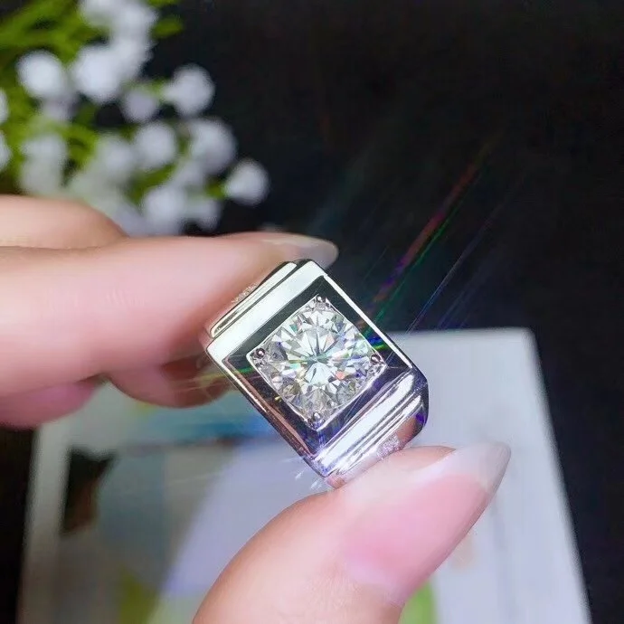 Мужское кольцо из серебра 925 пробы с муассанитом карат | Украшения и аксессуары