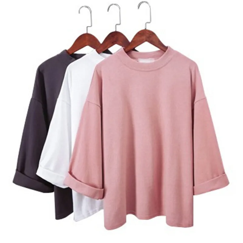 

Fashion Women Loose Sweatshirts Casual O-Neck Solid Long Sleeve T-hirt Loose Sweatershirt Tops Female Warm Winter T-shirt