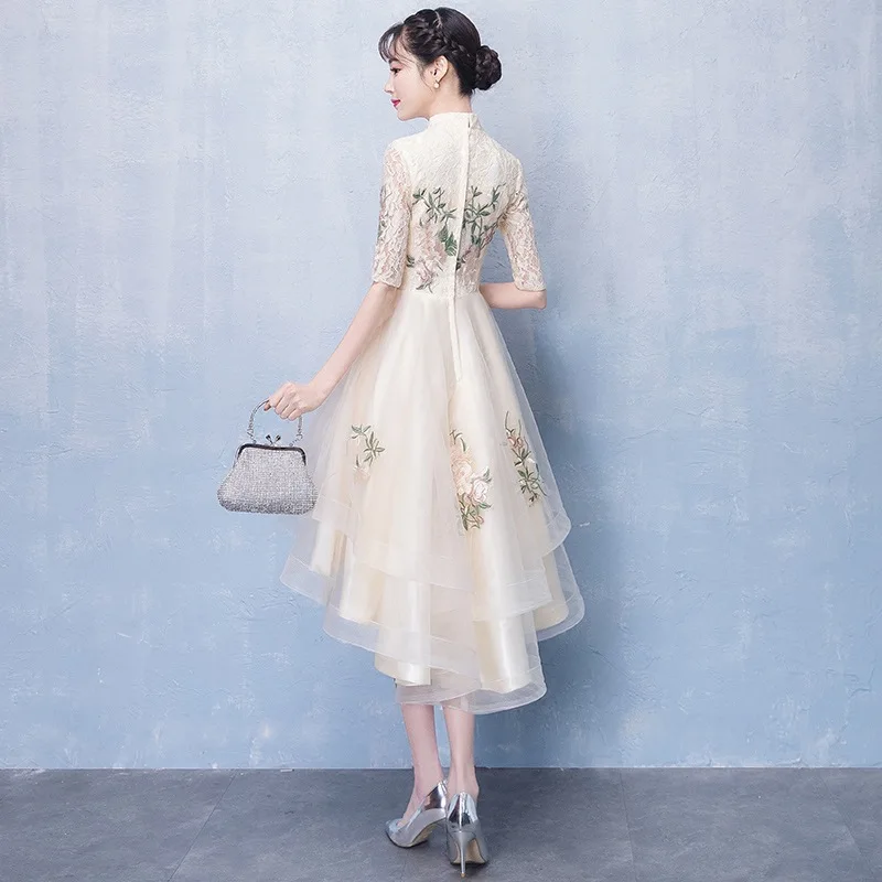 Вечернее платье с вышивкой новинка 2019 элегантное банкетное в китайском стиле для