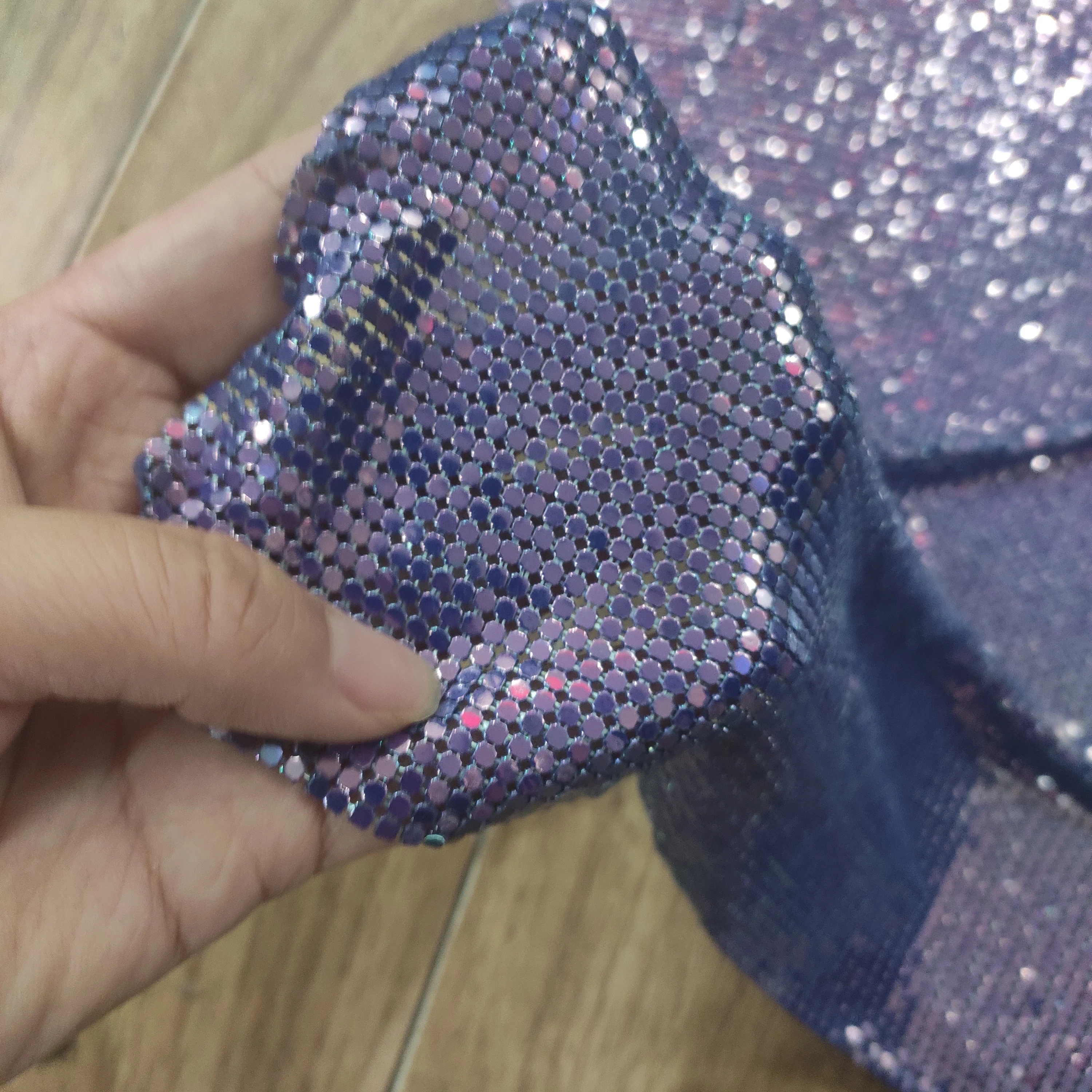 150*45 см переливающийся СИНИЙ Металлическая Сетка Ткань кольчужные Блестки для