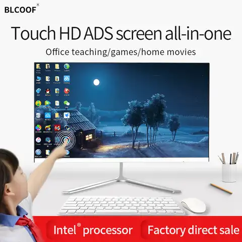 Сенсорный экран «Все в одном», Desktop10-Point емкостный игровой ПК 24 дюйма, настольный компьютер, полный комплект, поддержка Wi-Fi, ПК «Все в одном»