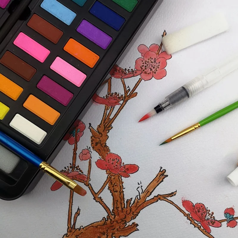 36 цветов твердая гуашь краска набор с акварель в порошке комплект принадлежности