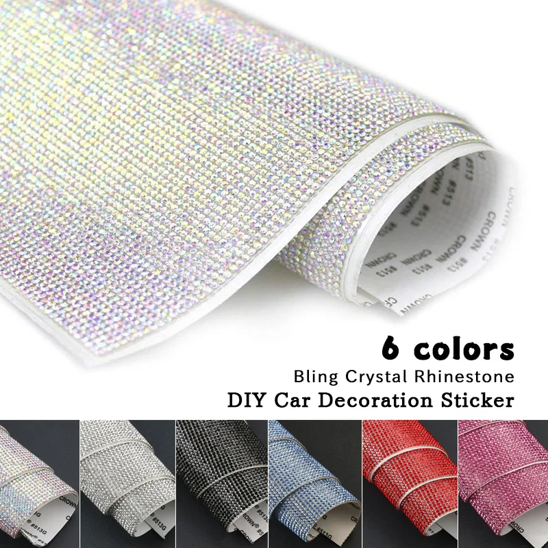

DIY Car Decoration Sticker Bling Crystal Rhinestone Car Stickers for License Plate Frame Emblem Door Handle Indoor Dashboard