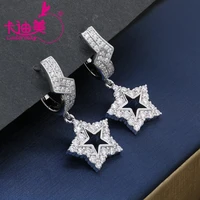 cadermay star shape silver925 earrings d vvs1 melee moissanite pave setting cute stud earrings for women girls gifts