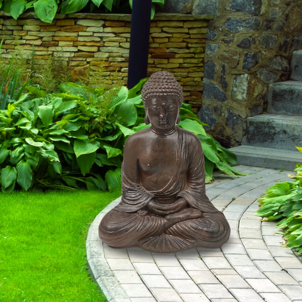 

Buddha Statue Home Room Decor Buda Figurine Zen Garden Outdoor Decorations Buddha Sculpture With Necklace Yard Ornaments