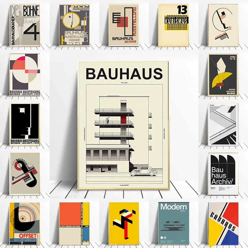

Bauhaus, художественный постер, галерея, выставка, искусство, печатные линии, современные модные картины для гостиной без рамки