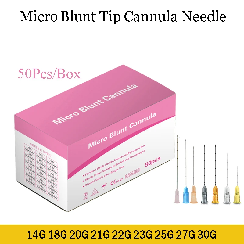50Pcs/Box Micro Blunt Tip Cannula 18G 21G 22G 23G 25G 27G 30G Plain Ends Notched Endo Blunt-Tip Needle For Dermal Filler