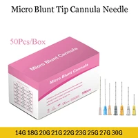 50pcsbox blunt tip cannula 18g 21g 22g 23g 25g 27g 30g plain ends notched endo blunt tip needle micro syringe for dermal filler