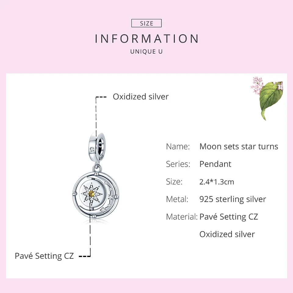 Женское ожерелье из серебра 925 пробы с подвеской в виде Луны и звезды украшение