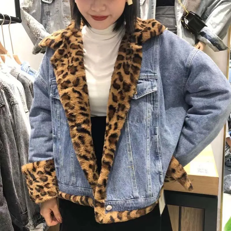 Зимняя женская куртка 2019 Женская парка с леопардовым принтом из искусственного