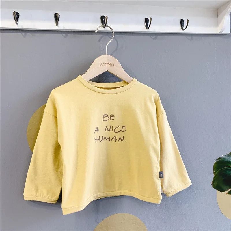 New 2020 Kids Clothes Spring Letter Printed Baby Boys Girls T-shirts Cotton Long Sleeve Tops Children Loose Tees | Детская одежда и