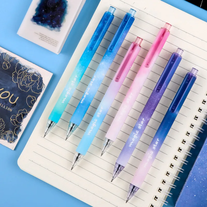

36 pcs/lot Starry Sky Press Gel Pen Kawaii 0.5mm black ink Quick Dry Neutral Pen School Office writing Supplies Promotional Gift