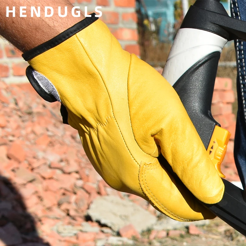 HENDUGLS 1 пара перчатки из телячьей кожи защитные класса А желтые износостойкие
