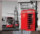 Шторы с мотивами Лондона телефонная будка на улице традиционная местная культурная икона Англия Великобритания ретро гостиная спальня Оконные Занавески