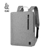 CAI Men Backpack Bag Laptop School Book Office Simply Fashion Bag for Male Waterproof Zipper Metallic Handle Backpacking