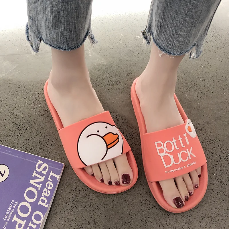 Шлепанцы для мужчин и женщин мультяшный рисунок летние тапочки на плоской