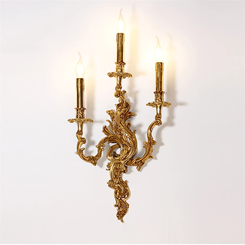 

Латунные настенные лампы в европейском стиле, роскошные прикроватные светильники для гостиной, спальни, прихожей, Ретро Декор для виллы, отеля, золотые светильники