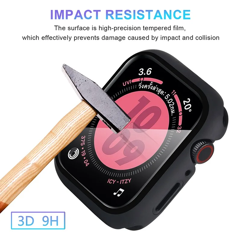 

Case For Apple Watch Series 42mm And 4/5/6/SE 40/44mm Thin TPU Frame Case + Tempered Film Protector IWatch Cover