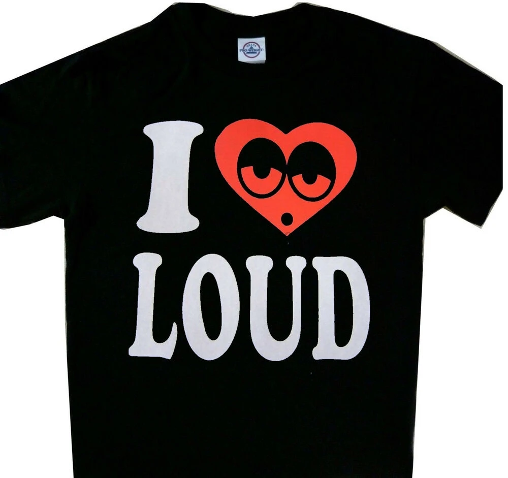 Новая футболка с надписью I Love Loud черная забавным сердцем|Мужские футболки| |