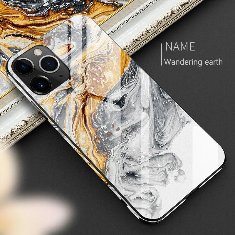 

Luxury Full Protective Phone Case For iPhone 11 12 13 Pro Max X XR XS Max 8 7 6s Plus Tempered Glass TPU Hard Marble Back Cover