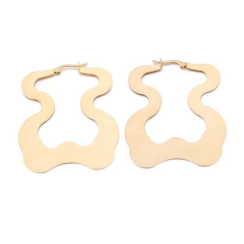 Медвежонок титановая сталь серьги из нержавеющей стали матовые блестящие полые