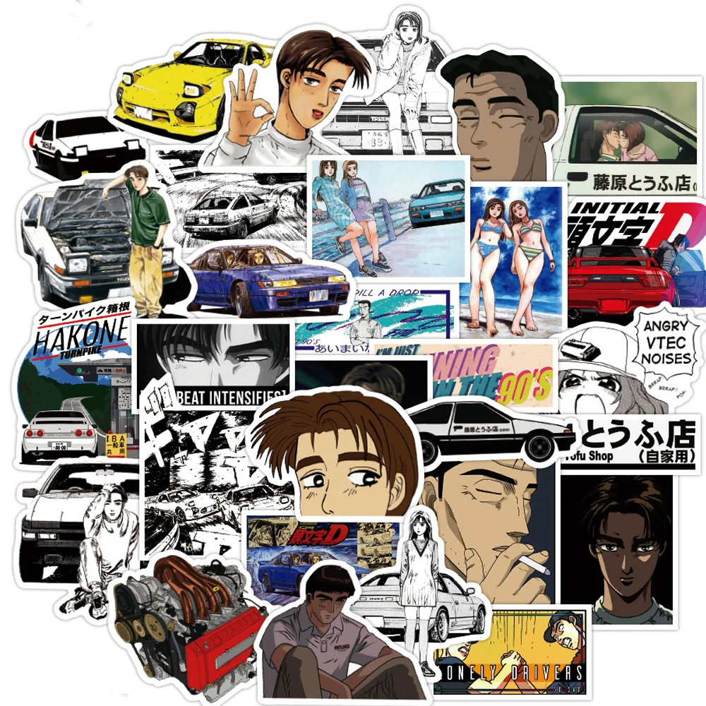 

50PCS Initial D Stickers Laptop DIY Fridge Guitar Luggage Skateboard Phone Car Bike Waterproof Graffiti Sticker Decals Kid Toys