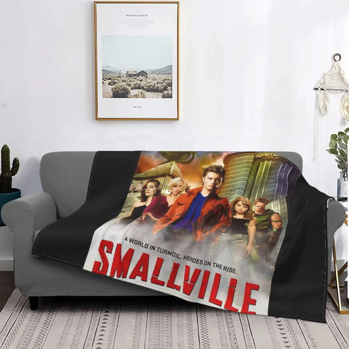 

Smallville-Manta de la serie de Tv, colcha de cama a cuadros, manta doble, colcha de Picnic