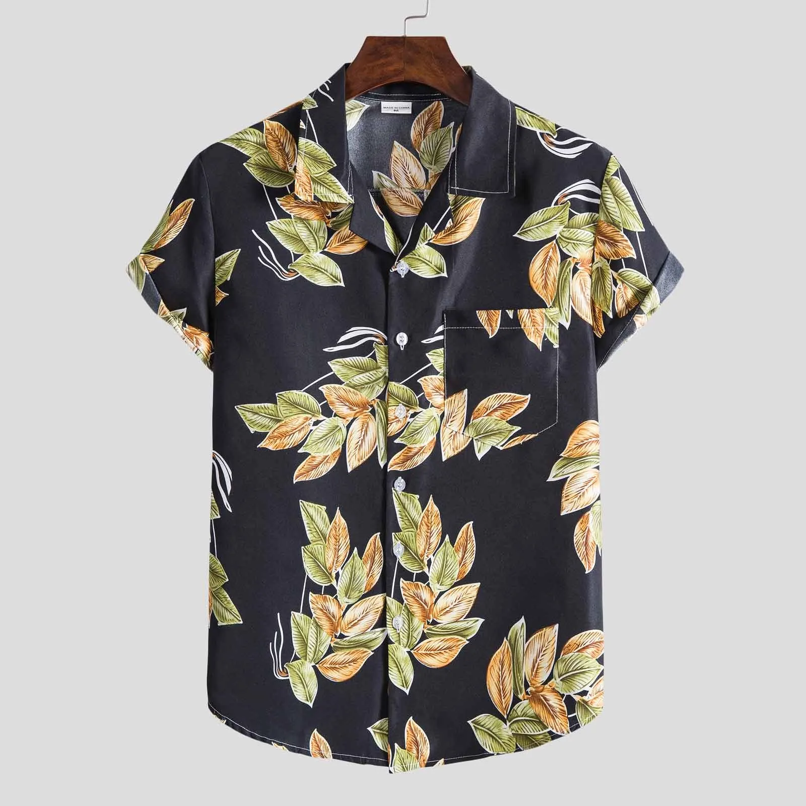 

Hawaiian Printing Shirt Men Short Sleeve Fashion Ethnic Button Down Shirt Men Casual Shirt Blouse Tops Streetwear Chemise Homme