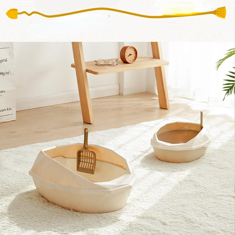 

Large Sifting Cat Litter Box Deodorant Anti Splash Top Entry Semi Enclosed Litter Box Plastic High Fence Furniture Caja De Arena