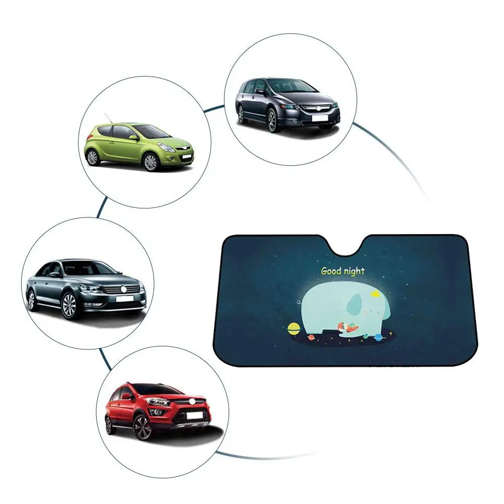 

Car Windshield Sun Shade Universal Fit 5 Layer Thickened Cartoon Car Sunshade Keep Your Vehicle Cool UV Sun Heat Reflector