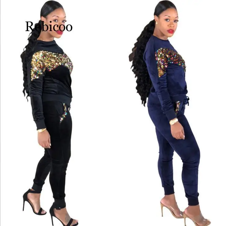 Бархатный комплект из двух предметов толстовка Женский велюровый спортивный