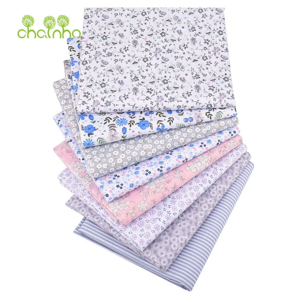 Chainho 8 шт./лот серая Цветочная серия набивная саржевая хлопковая ткань Лоскутная