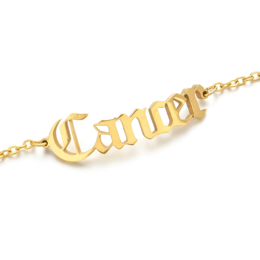 Купи 12 Zodiac Constellations Charm Bracelet for Women Men Gold Color Stainless Steel Chain Bracelet Leo Letter Jewelry Birthday Gift за 225 рублей в магазине AliExpress