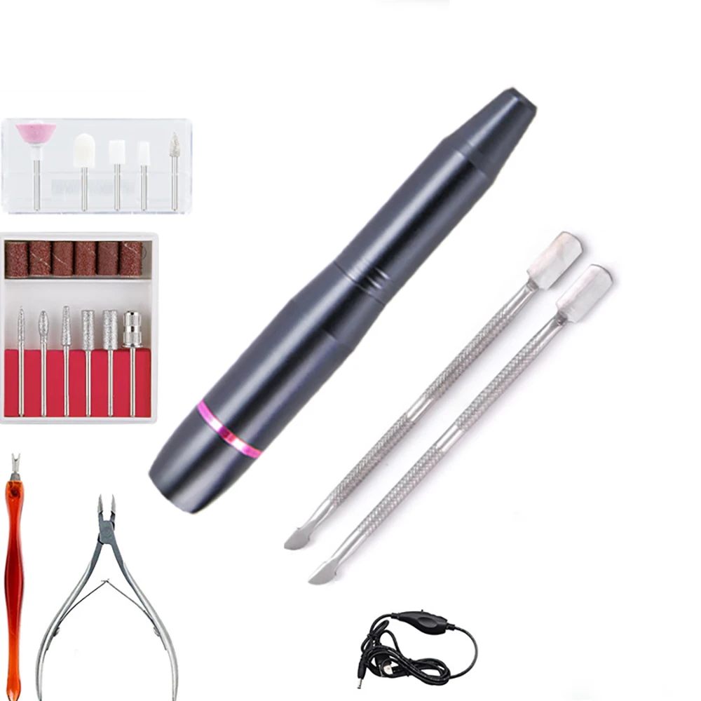 

1 Set Electric Nail Drill Machine 20000 RPM Manicure Machine USB Charging Mill Cutter for Manicure Nail File Pedicure Tools