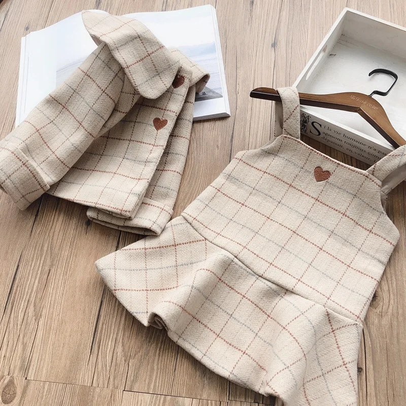 Комплект одежды для девочек куртка с длинным рукавом и платье комбинезон