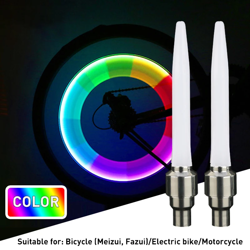 2pcs Bike Tire Gas Nozzle Light Glow Sticks Valve Core Bicycle Lighting Tyre Wheel Spoke LED Cycling Smart Sport Sensor Light