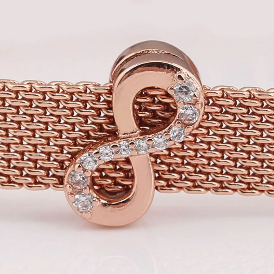 

Аутентичные S925: золотой, серебристый, розовый Reflexions сверкающие заколка «бесконечность» Подвески fit Pandora браслет, сделай сам, ювелирное издел...