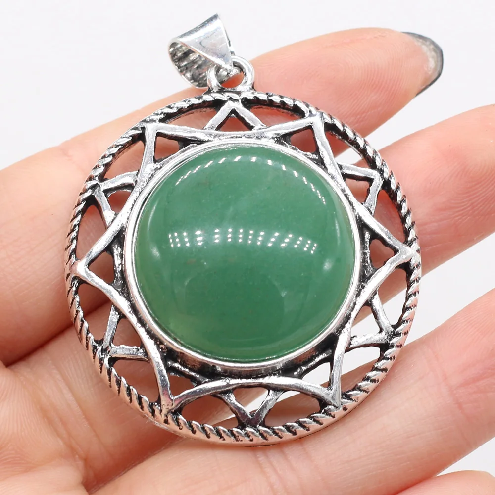 

Natural Stone Pendants Exquisite Round Crystal Agates Stone Alloy Pendant Charms for Jewelry Making Necklace Bracelet Earrings