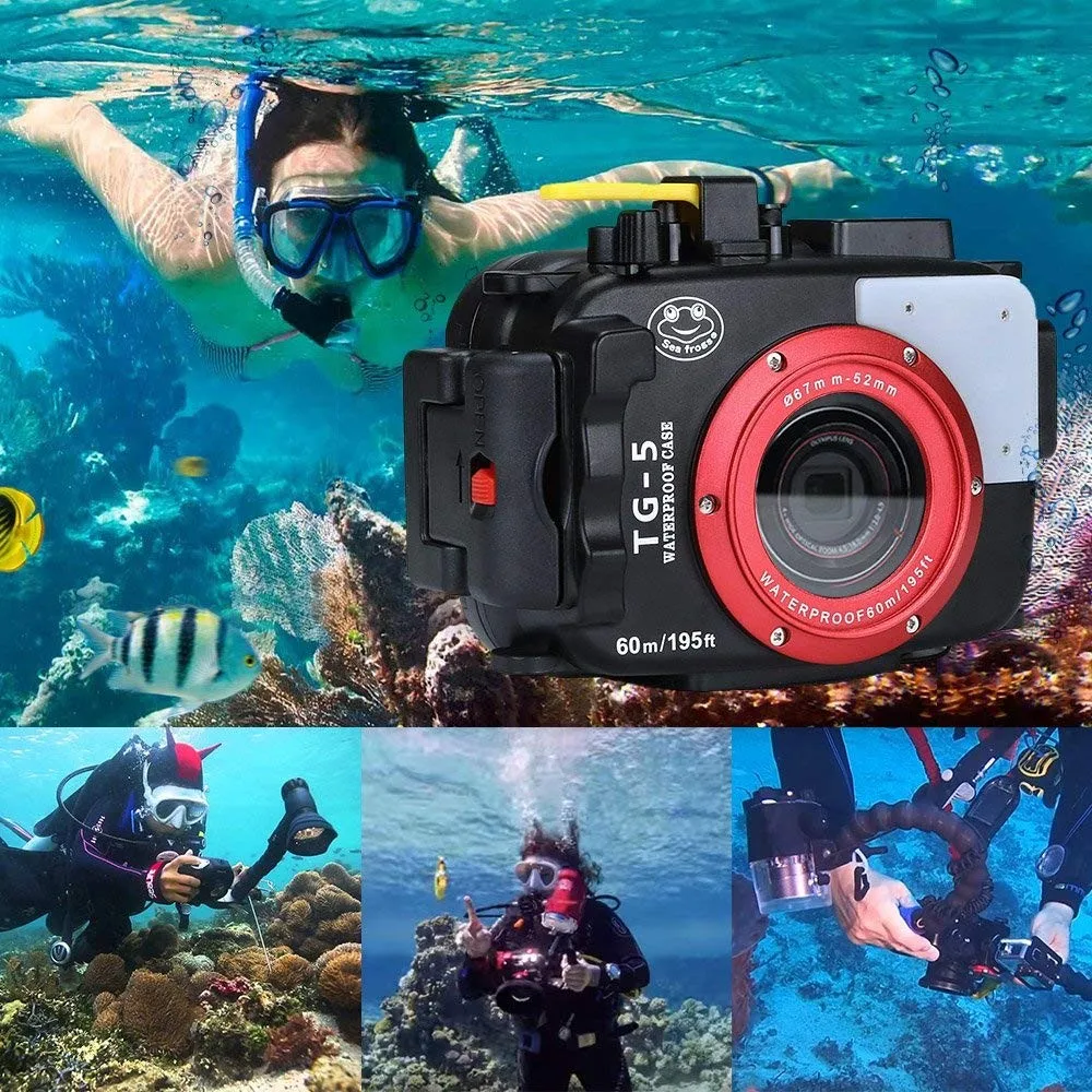 DF Seafrogs 60 м подводный водонепроницаемый чехол для камеры Olympus TG5 камера с MEIKON 67 мм рыбий глаз