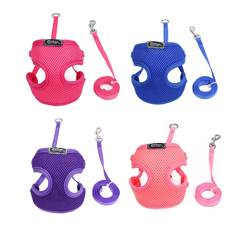 

Soft Mesh Small Dog Harness Vest Step-in Walk Strap Leash Lead Collar Set for Chihuahua Yorkshire arnes perro gato correa 30E
