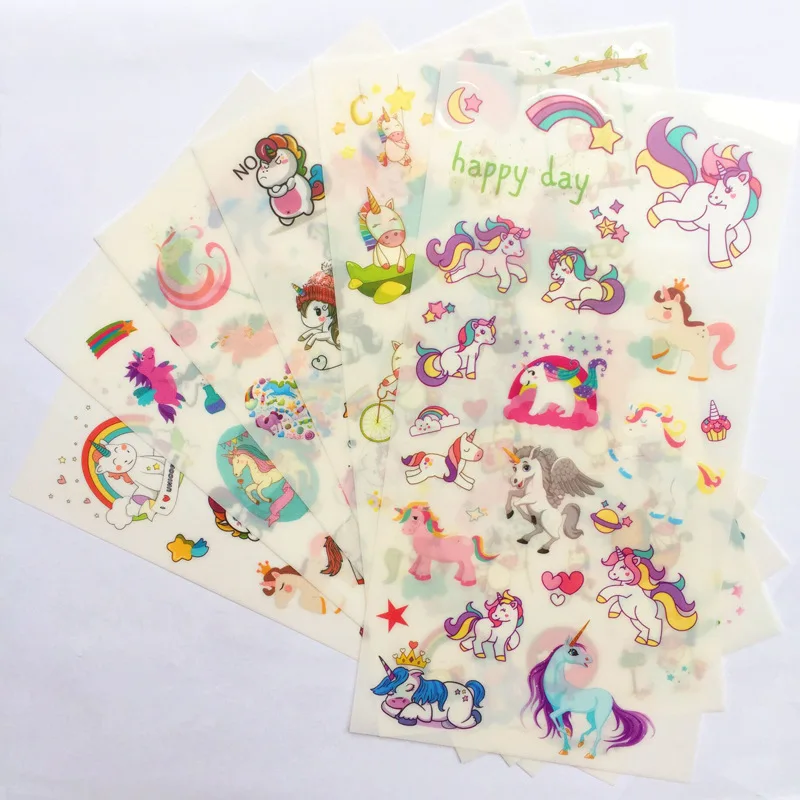 6 шт./компл. декоративные наклейки ручной работы из ПВХ с милым единорогом