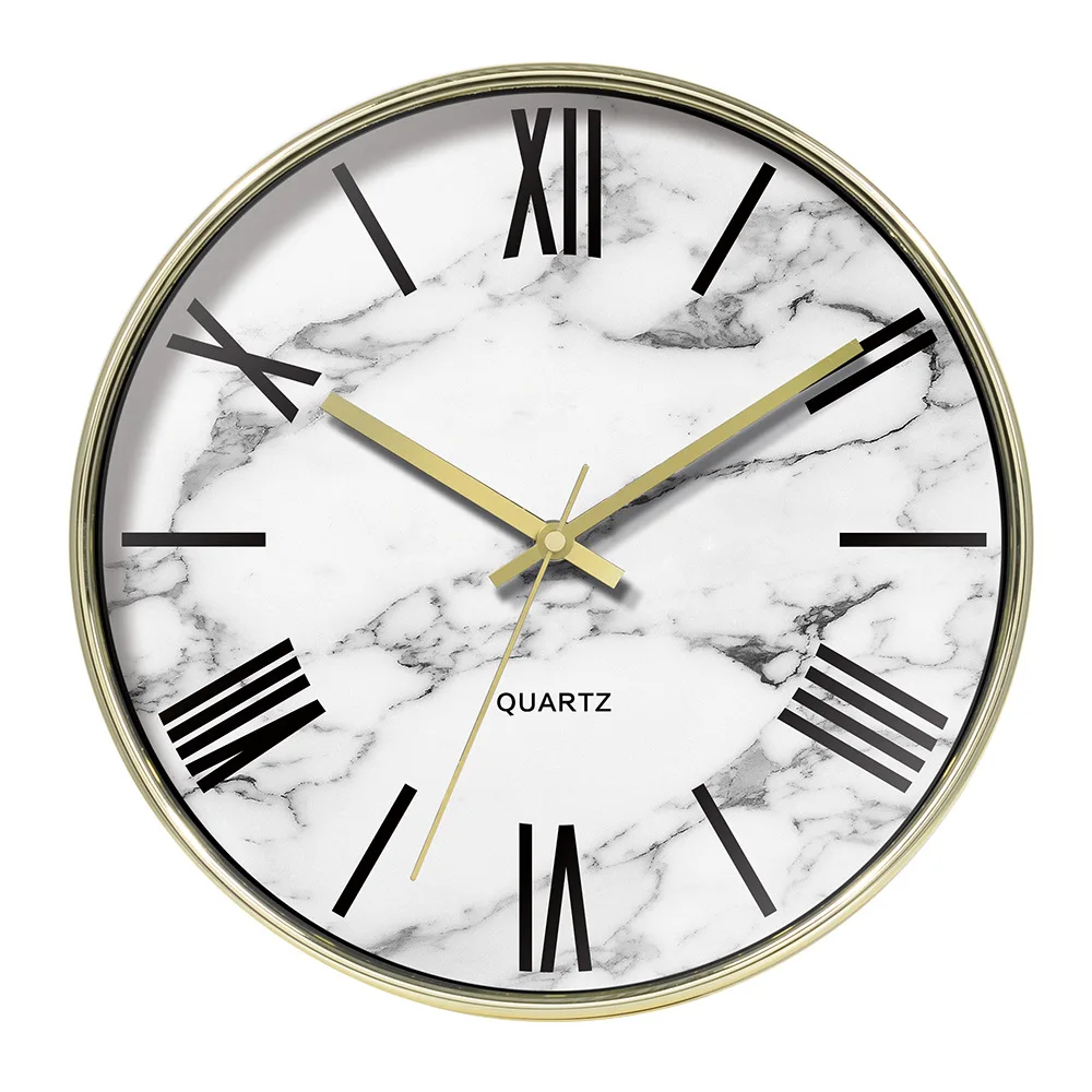 

Мраморные бесшумные Часы настенные римские цифровые креативные часы из розового золота