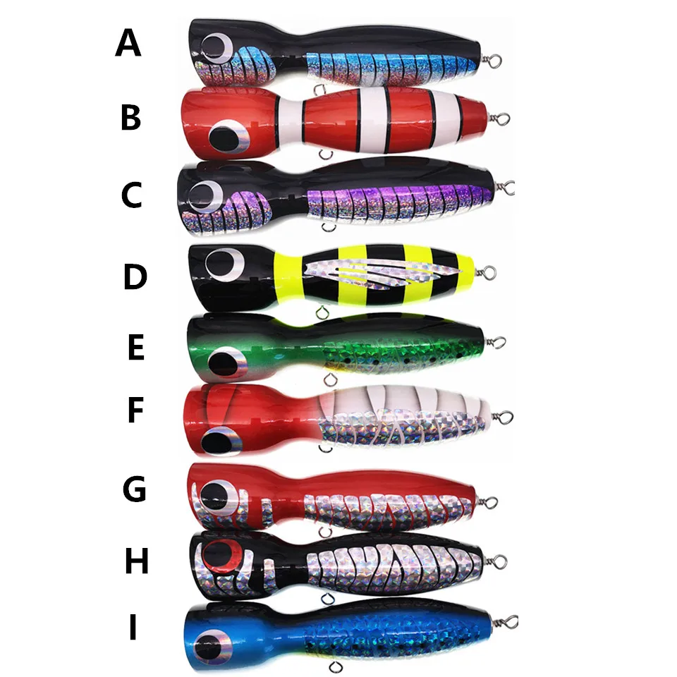 Swolfy 2pc Wooden lure Boat Fishing Lure Popper Saltwater Big Game Topwater Wood Bait 115G/120G/190G | Спорт и развлечения