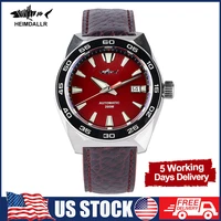 heimdallr gs monster homage diver watch burgundy red dial leather strap luxury top brand men automatic watch luminous 20bar
