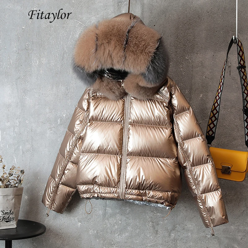 Fitaylor женский зимний пуховик теплая куртка с большим воротником из
