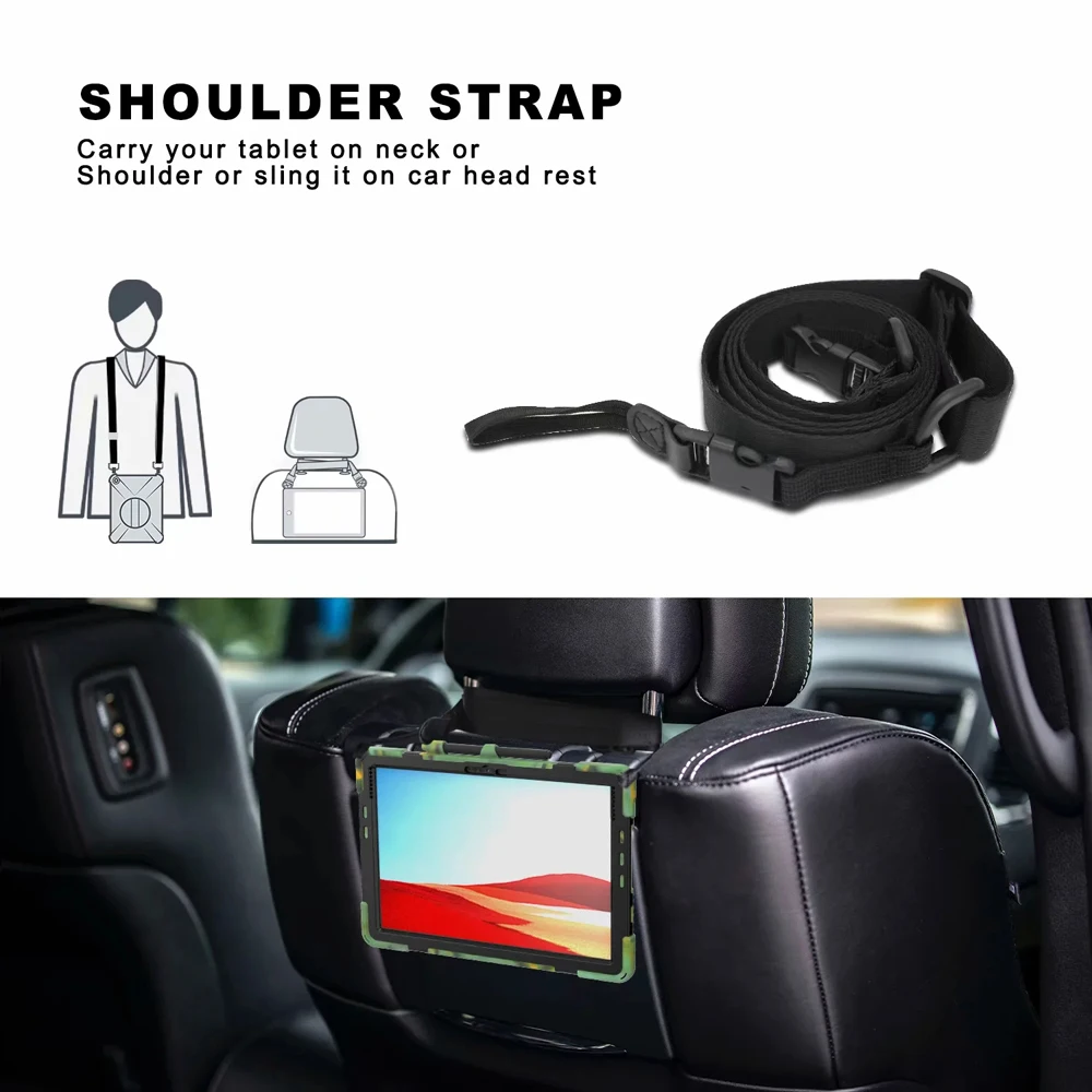 

With Shoulder Strap Rotation Stand Shockproof Tablet Case for Microsoft SurfacePro Surface Pro X ProX 13 Cover Silicone PC Shell