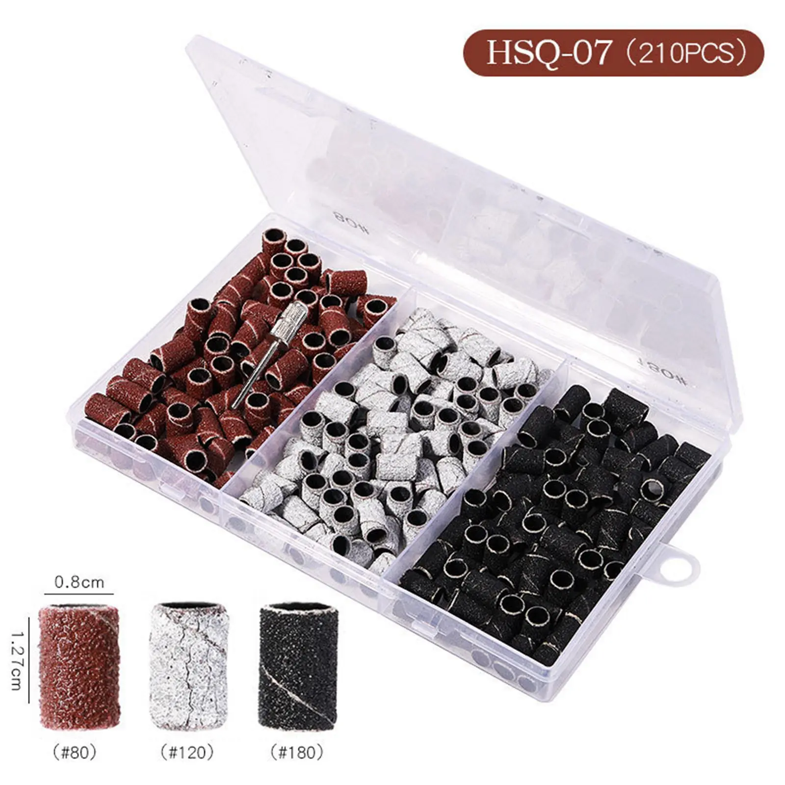 210pcs Set with Drills 80/120/180# Nail Art Sanding Bands Accessory Electric Nail Machine Drill Bits Nail Gel Remover Tool images - 6