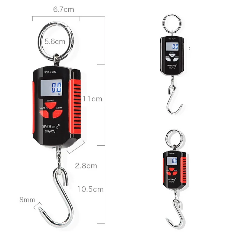 

Portable Mini Digital Scale LCD Display Luggage Heavy Crane Hanging Hook Scale Pocket Weight 200kg/441lb